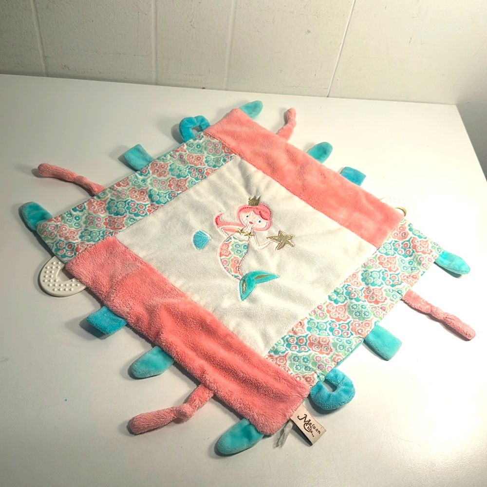 Maison Chic Mermaid Baby Security Blanket Lovey Tags Pink Floral